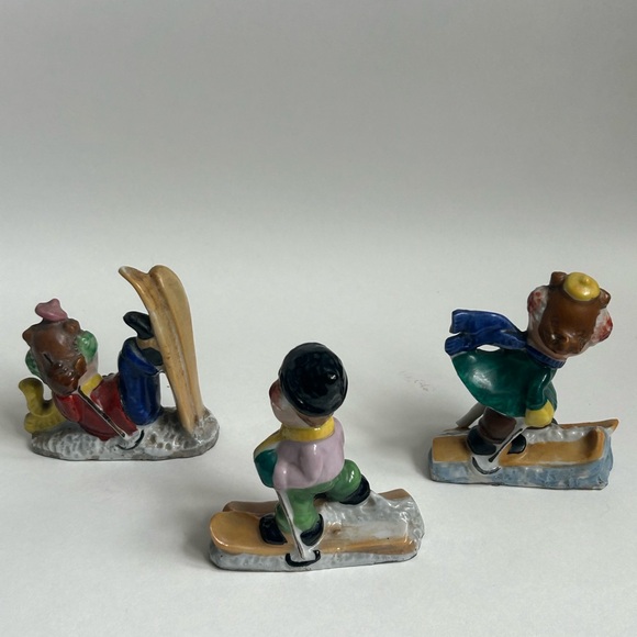Vintage Occupied Japan Skiing Figurines Set Of 3 Kitschy Fun Decor - Picture 6 of 7